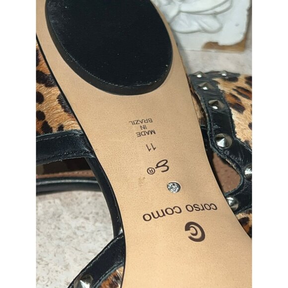 New Corso Como Leopard Print Studded Flats Size 11 Women Faux Leather & Faux Fur - Picture 5 of 9